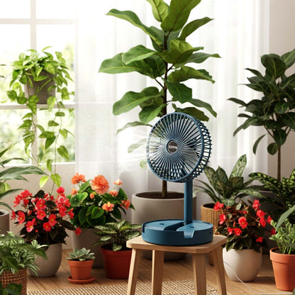 Portable Telescopic Desk Fan – Foldable & Height Adjustable USB Rechargeable Fan