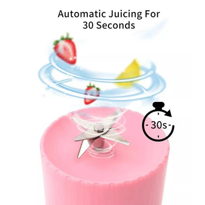 Portable USB Blender Juicer with 6 Blades – Rechargeable Mini Smoothie Maker