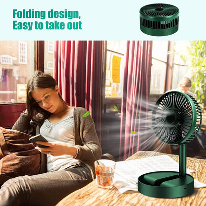 Portable Telescopic Desk Fan – Foldable & Height Adjustable USB Rechargeable Fan