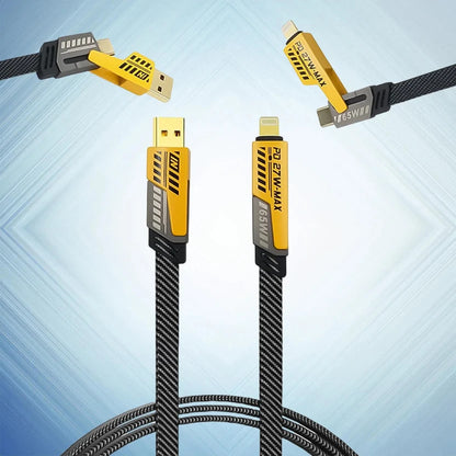 65W 4-in-1 Fast Charging Cable – Multi-Device Universal Charger with USB-C, Micro USB & Lightning Support