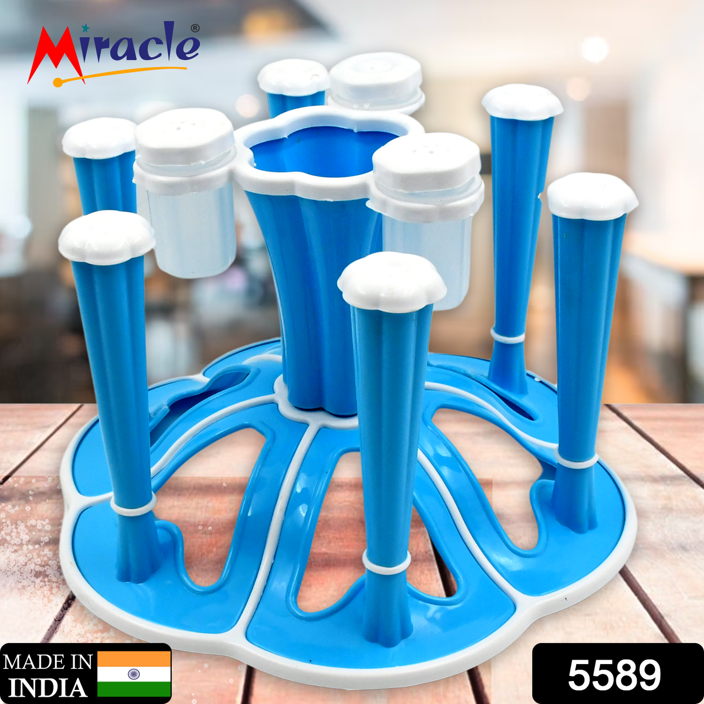 Miracle Plastic Glass Stand for Kitchen & Dining (6-Glass, Spices, Moq - 2 Pc)