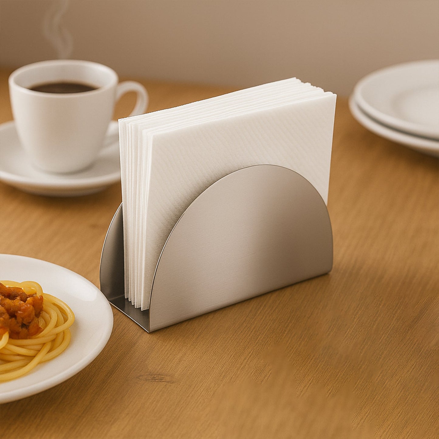 Stainless Steel Half-Moon Shaped Tissue Paper Napkin Holder Stand (1 Pc)